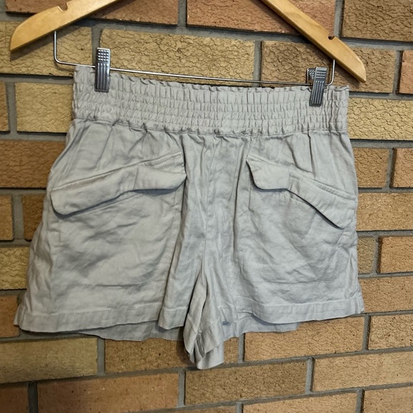 Anthropologie Maeve Linen A-Line Shorts Flap Pockets Stretch Waist Size Small - Picture 3 of 6